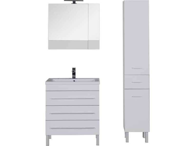 Характеристики Комплект мебели для ванной Aquanet Верона 75 белый (напольный 3 ящика) 