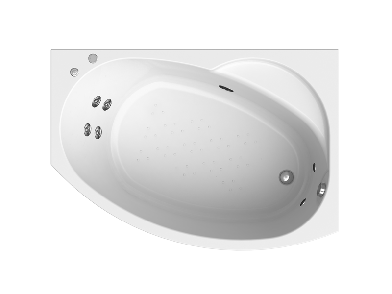 Характеристики Акриловая ванна Vannesa Монти 150x105 правая с гидромассажем Классик 