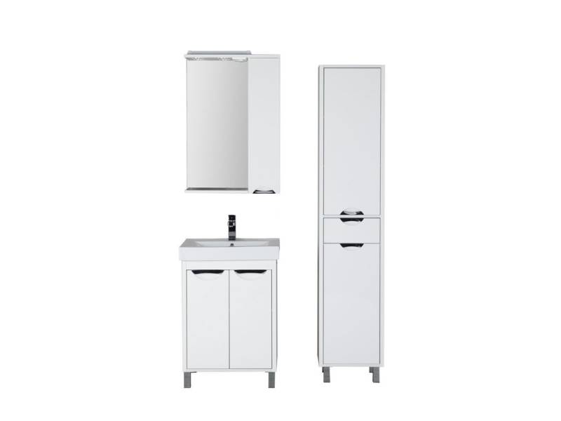 Характеристики Комплект мебели для ванной Aquanet Гретта 60 белый (2 дверцы) 