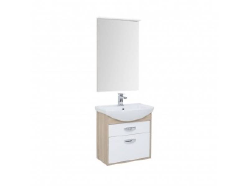 Характеристики Комплект мебели для ванной Aquanet Грейс 65 дуб сонома/белый (2 ящика) 