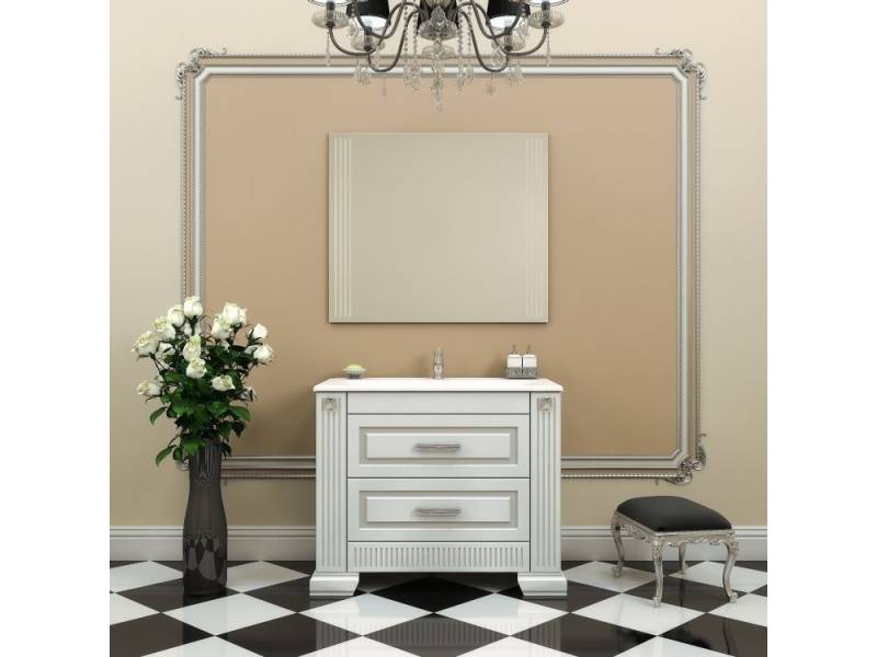 Характеристики Комплект мебели Opadiris Оникс 100 белый с серебряной патиной 