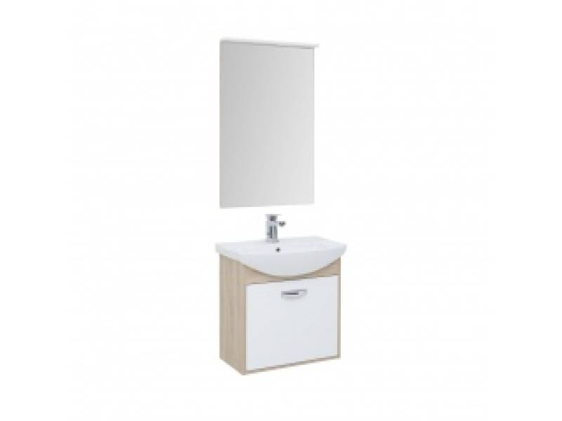 Характеристики Комплект мебели для ванной Aquanet Грейс 65 дуб сонома/белый (1 ящик) 