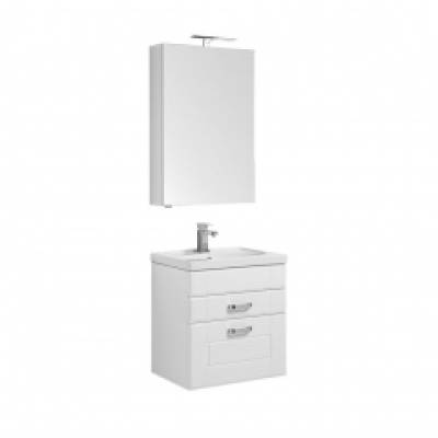 Комплект мебели для ванной Aquanet Рондо 60 белый (2 ящика, зеркало камерино)