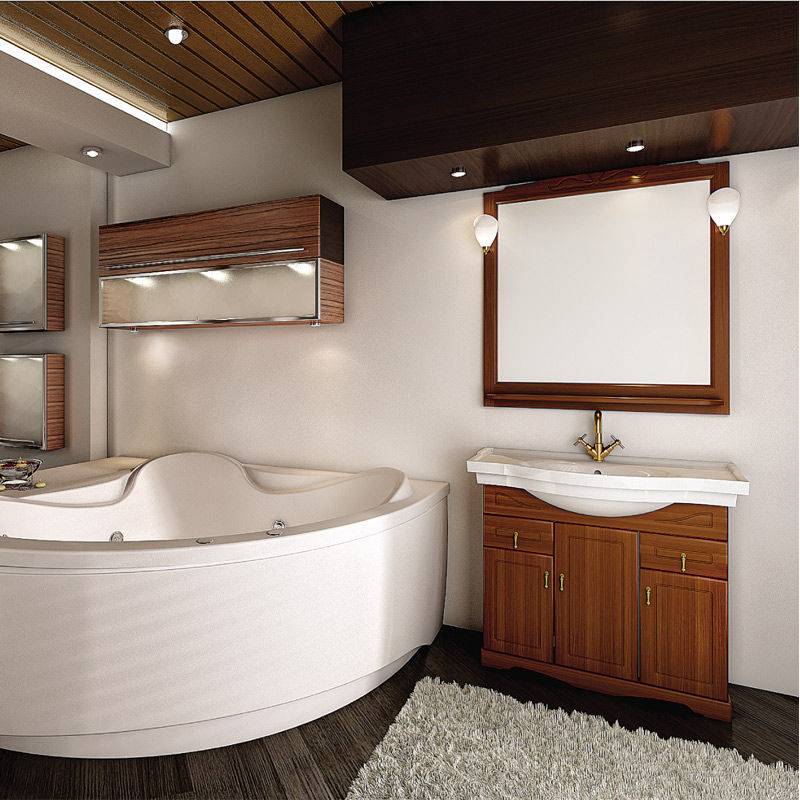 Характеристики Комплект мебели для ванной Aquanet Амелия 100 орех .