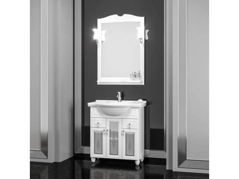Характеристики Комплект мебели Opadiris Тибет 80 белый матовый со стеклом 