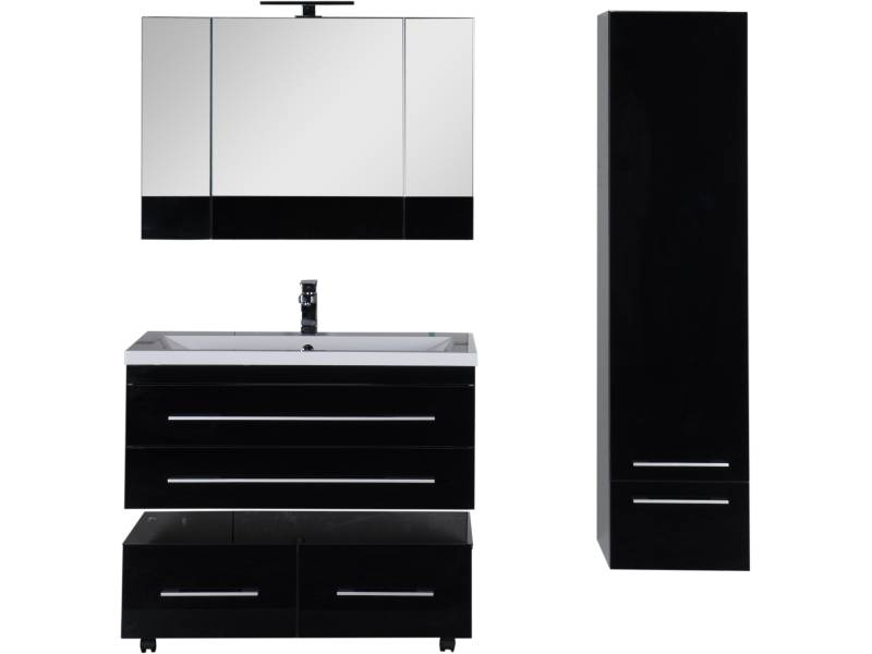 Характеристики Комплект мебели для ванной Aquanet Верона 100 черный (подвесной 2 ящика) 