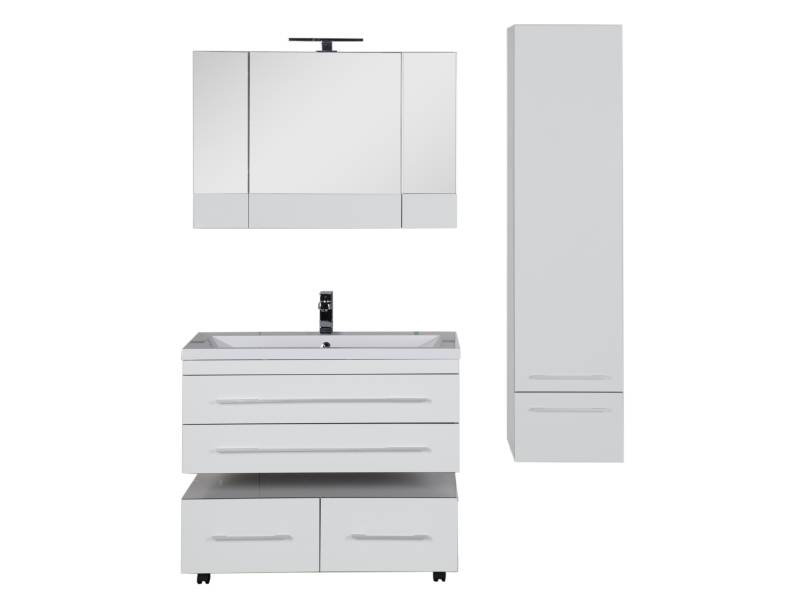 Характеристики Комплект мебели для ванной Aquanet Верона 100 белый (подвесной 2 ящика) 
