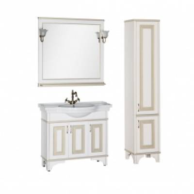 Комплект мебели для ванной Aquanet Валенса 100 белый краколет/золото