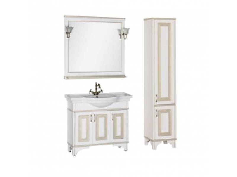 Комплект мебели для ванной Aquanet Валенса 100 белый краколет и золото