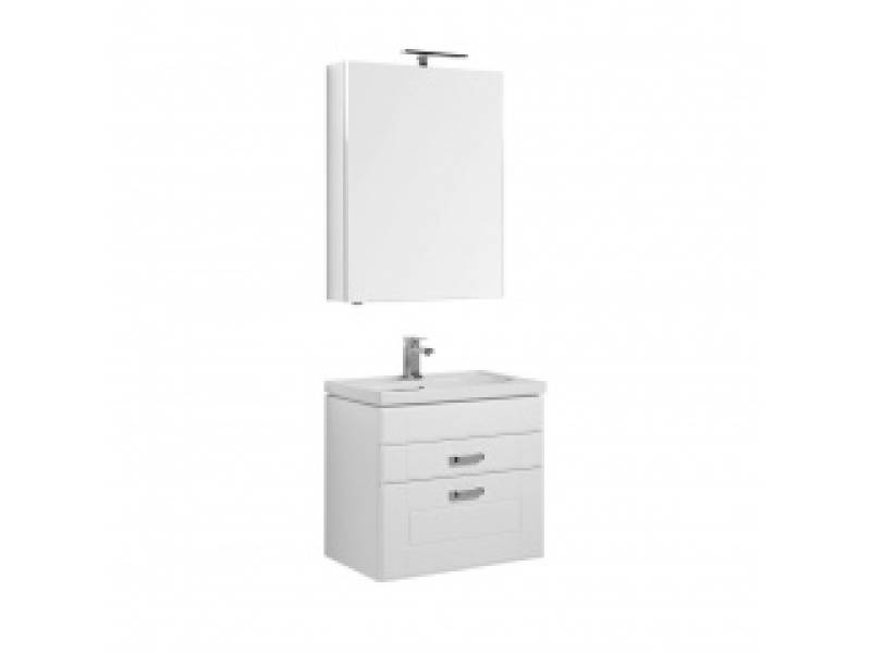 Комплект мебели для ванной Aquanet Рондо 70 белый (2 ящика, зеркало камерино)