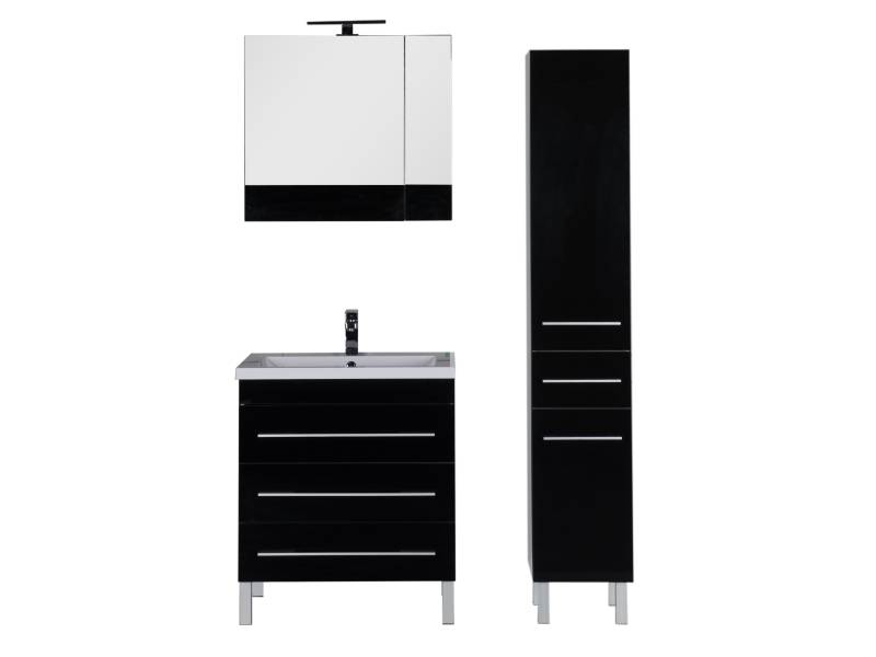 Характеристики Комплект мебели для ванной Aquanet Верона 75 черный (напольный 3 ящика) 