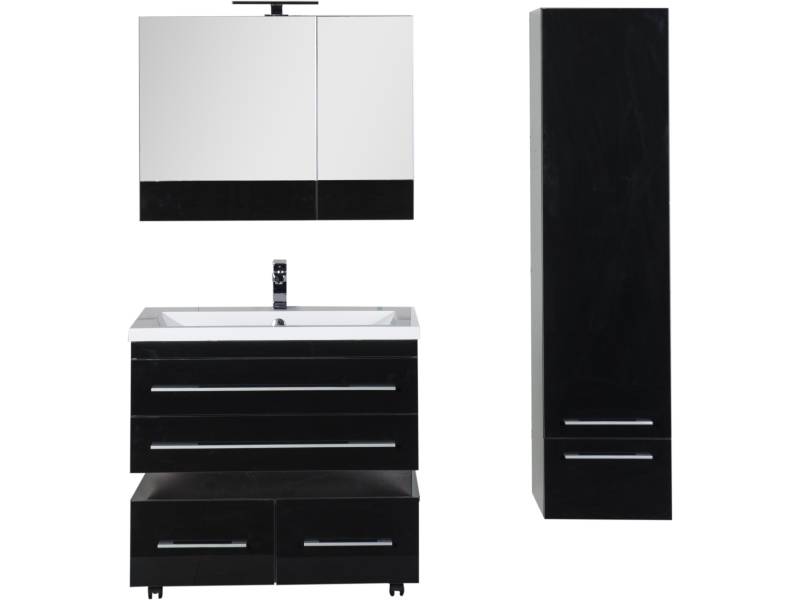 Комплект мебели для ванной Aquanet Верона 90 черный (подвесной 2 ящика)