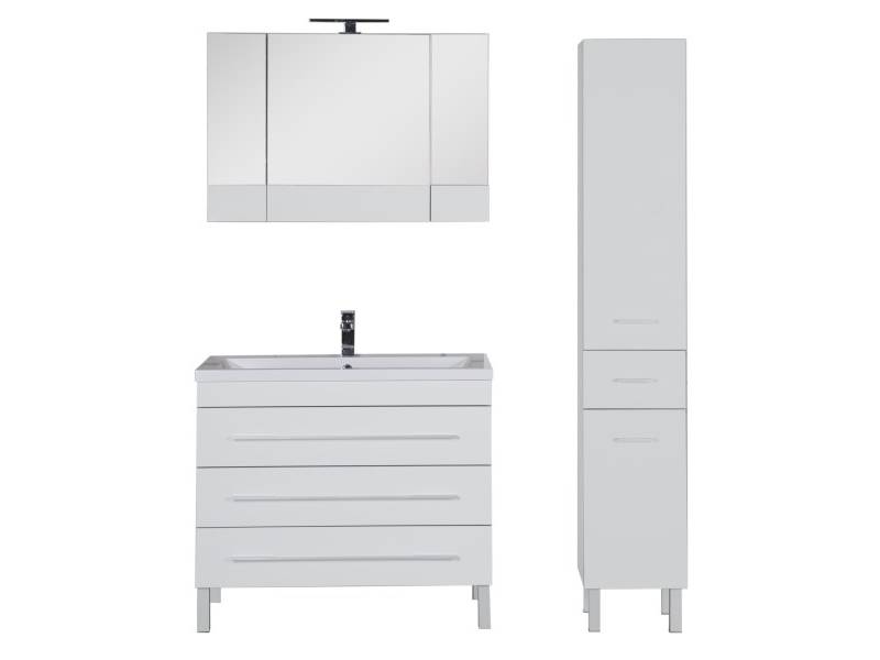 Комплект мебели для ванной Aquanet Верона 100 белый (напольный, 3 ящика)