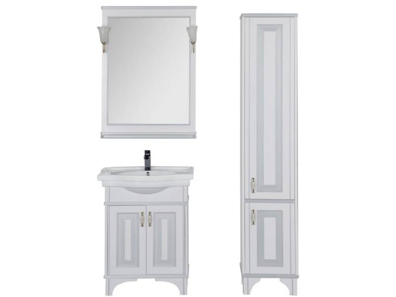 Комплект мебели для ванной Aquanet Валенса 70 белый краколет и серебро