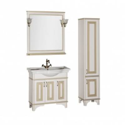 Комплект мебели для ванной Aquanet Валенса 90 белый краколет/золото