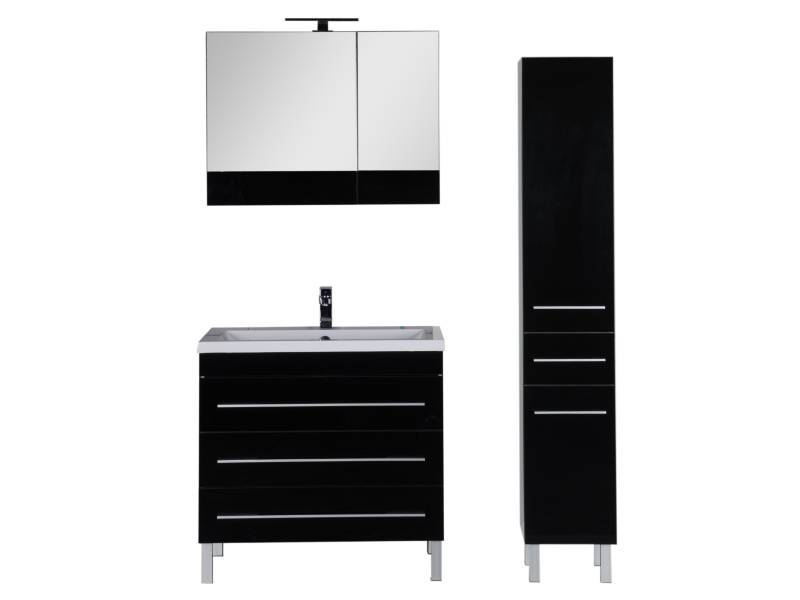Характеристики Комплект мебели для ванной Aquanet Верона 90 черный (напольный 3 ящика) 