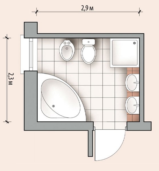 расположение сантехники в ванной комнате